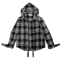 Hooded ombre check shirt jacket