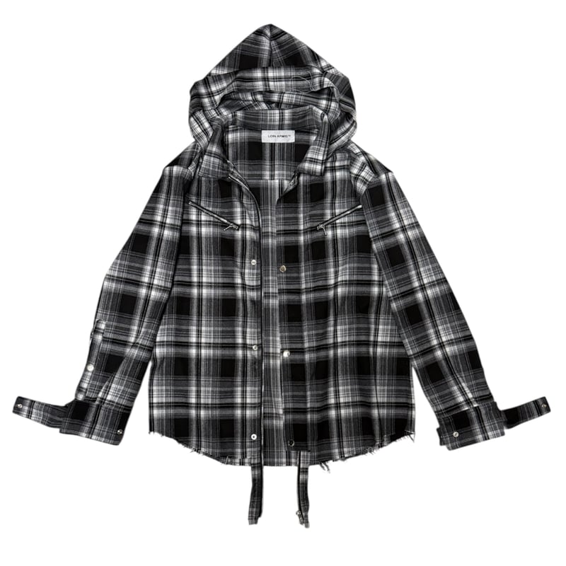 Hooded ombre check shirt jacket | LOIN ARMIS