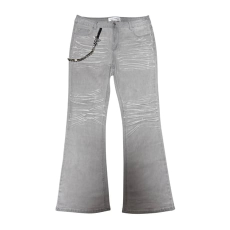 Flare painted skewer chain jeans (white)