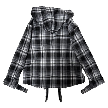 Hooded ombre check shirt jacket