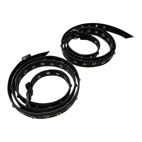 Split zipper double calf leather belt