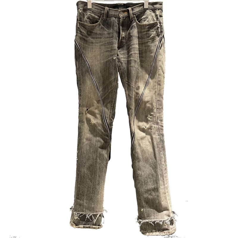 Spiral long zipper flare denim | LOIN ARMIS