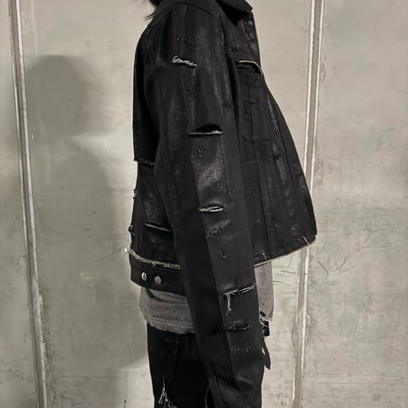 Coating destroyed cross zip jacket