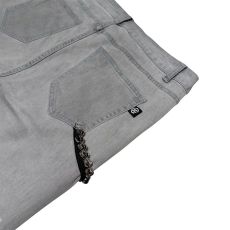 Flare painted skewer chain jeans (white)