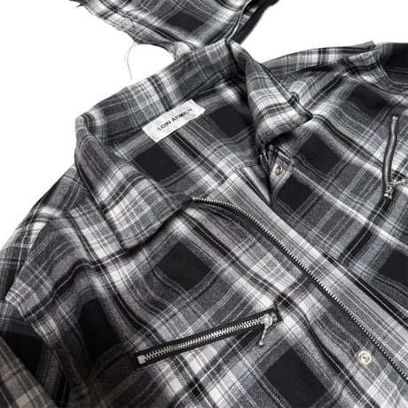 Hooded ombre check shirt jacket