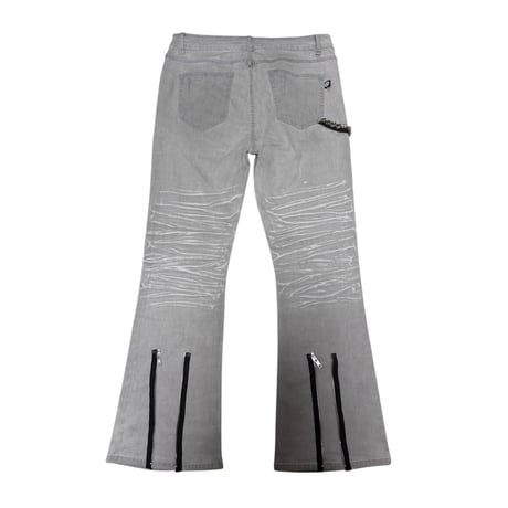 Flare painted skewer chain jeans (white)