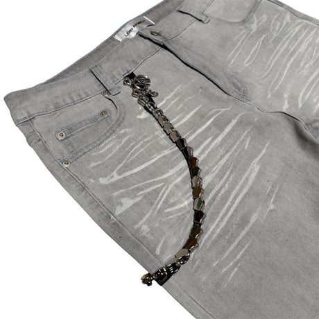 Flare painted skewer chain jeans (white)