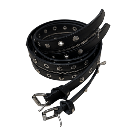 Split zipper double calf leather belt