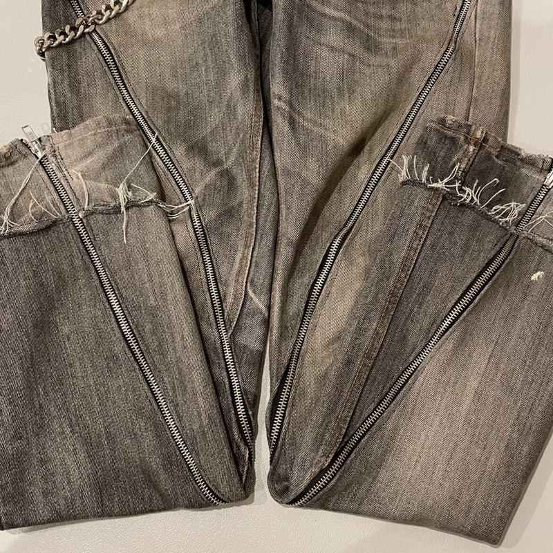 Spiral long zipper flare denim | LOIN ARMIS