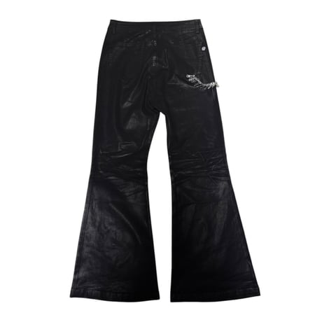 Flare coating skewer chain jeans (black)