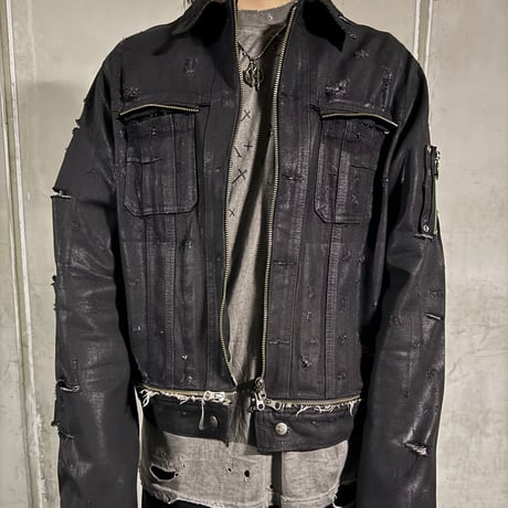 Coating destroyed cross zip jacket