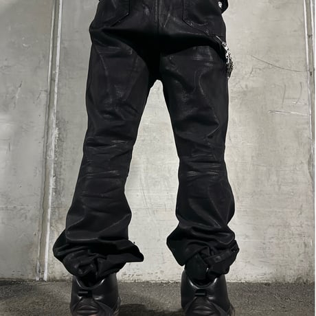 Flare coating skewer chain jeans (black)