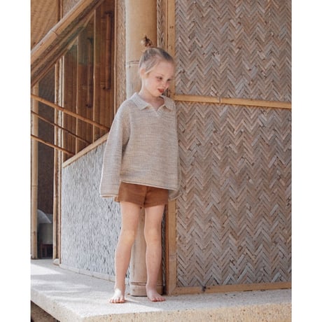 【GROWN】Open-knit Collar Pull Over - Wheat (1 - 4y)