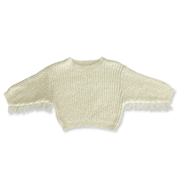 【GROWN】Slub Yarn Fringe Pull Over - Milk