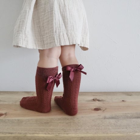 【 mp Denmark 】Annie bow knee socks - hot chocolate
