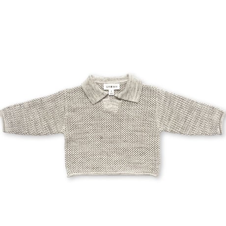 【GROWN】Open-knit Collar Pull Over - Wheat (1 - 4y)