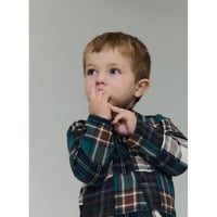 【 The New Society 】KILIMANJARO BABY SHIRT - Teal Madras Patchwork