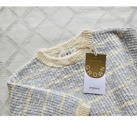 【GROWN】Organic Textured Rib Pull Over - Aqua/Milk (0 - 4y)