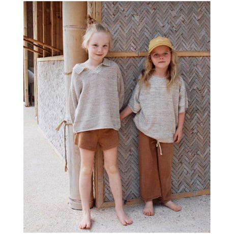 【GROWN】Open-knit Collar Pull Over - Wheat (1 - 4y)