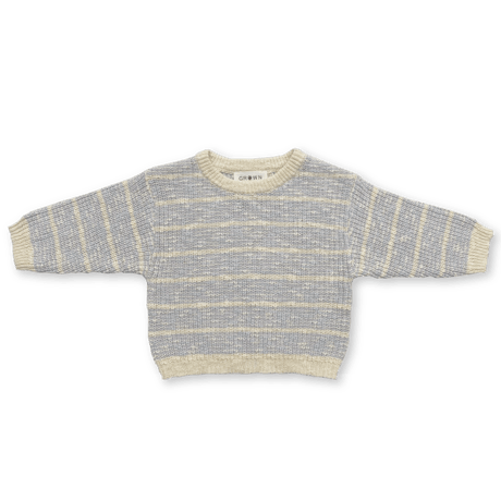 【GROWN】Organic Textured Rib Pull Over - Aqua/Milk (0 - 4y)