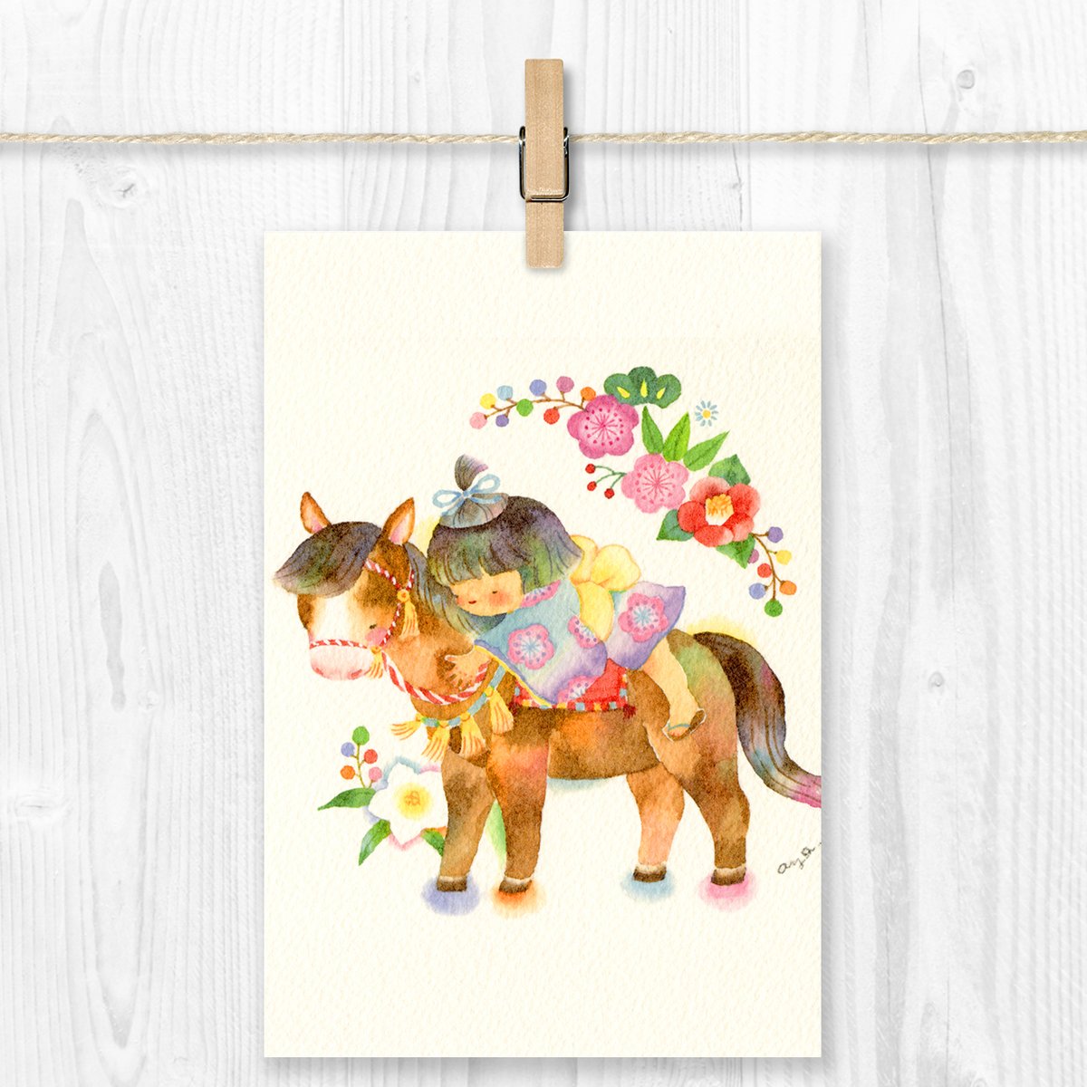 ポストカード ・年賀状の絵柄 【新春・うまどし・おうまさんありがとう