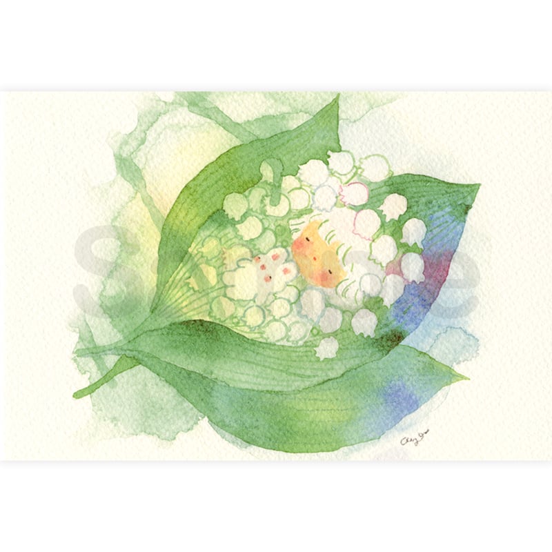 ポストカード すずらん【2025年カレンダー4月の絵柄】S-036 | こばやし