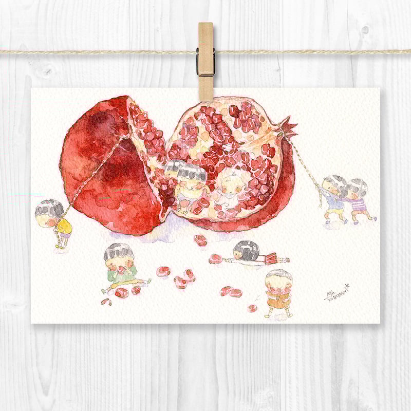 水彩紙のポストカード ざくろ P-0152 | こばやしあや ネットストア