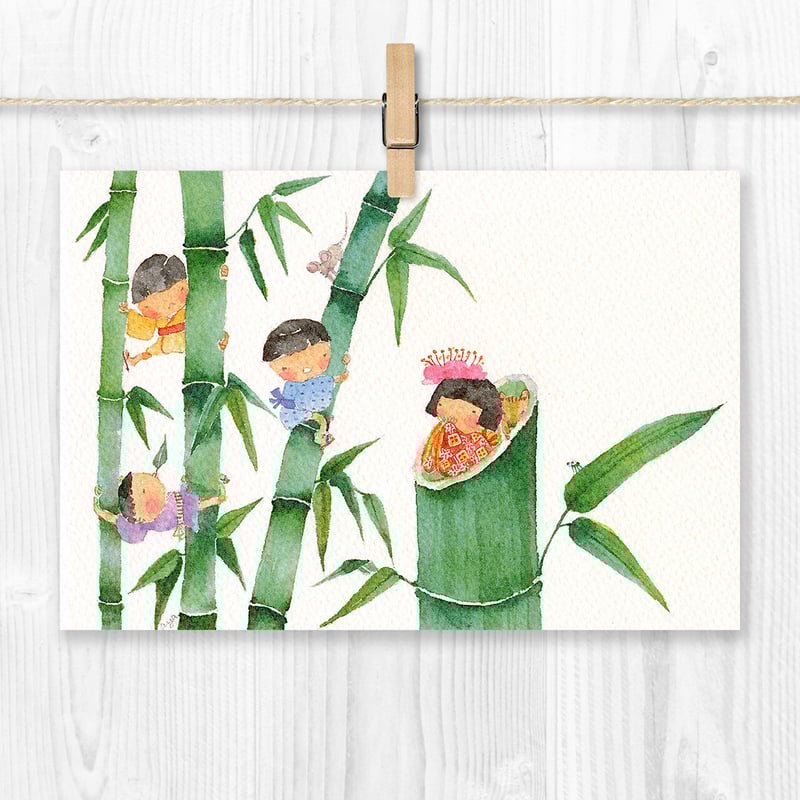 水彩紙のポストカード 竹取物語 P-0273 | こばやしあや ネットストア