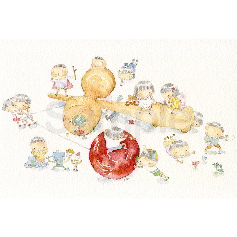 水彩紙のポストカード けんだま P-0174 | こばやしあや ネットストア