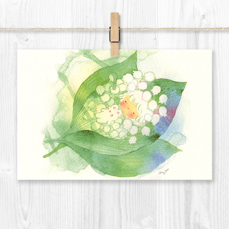 ポストカード すずらん【2025年カレンダー4月の絵柄】S-036 | こばやし