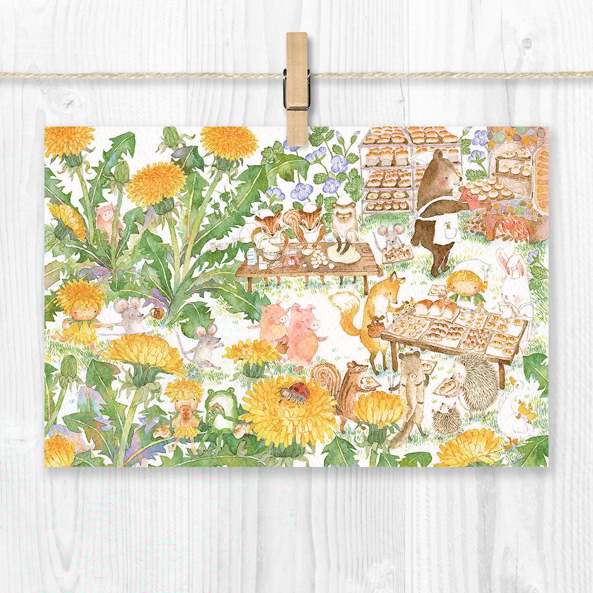 水彩紙のポストカード 焼きたてパンのにおいがするよ P-0311  