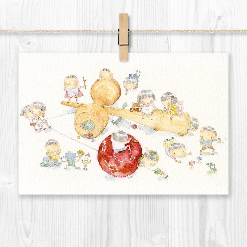 水彩紙のポストカード けんだま P-0174 | こばやしあや ネットストア