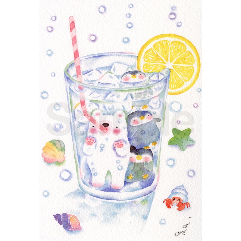 水彩紙のポストカード サイダーの海 S-012 | こばやしあや ネットストア