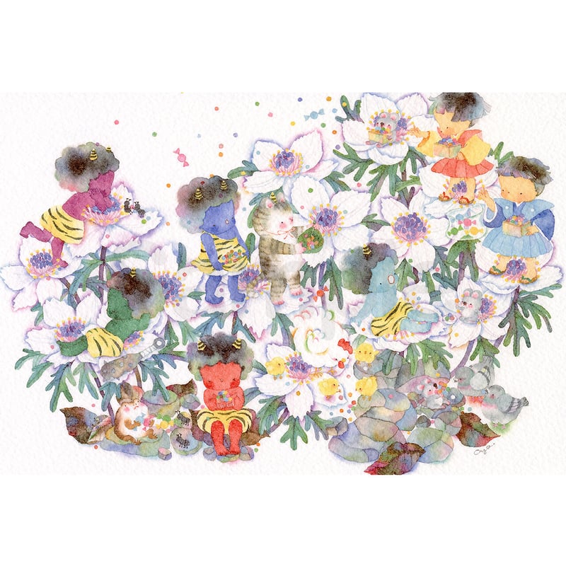 ふたりべや 鳩子のあやかし郵便屋さん 雪子 コラボ複製サイン入りミニ色紙