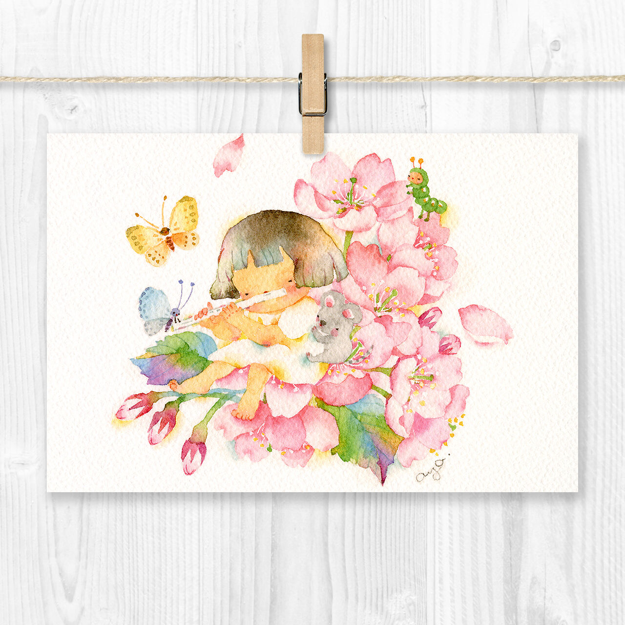 ☆岸 葉子☆「 帆船 」水彩画　色紙　未使用！ original