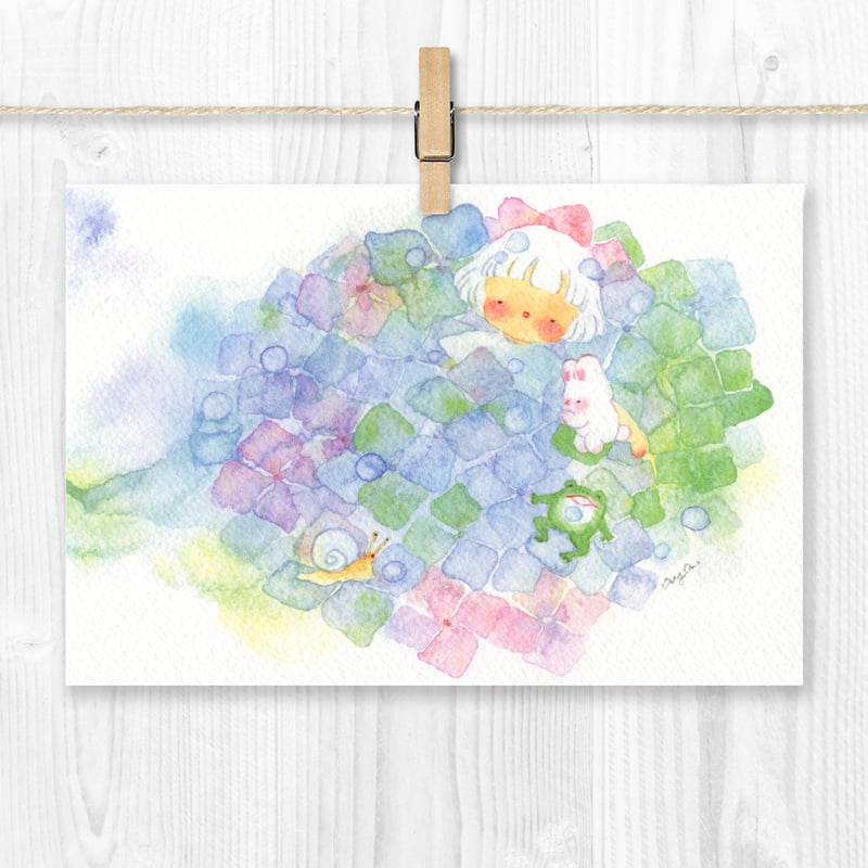 水彩紙のポストカード あじさいの色 S-045 | こばやしあや ネットストア