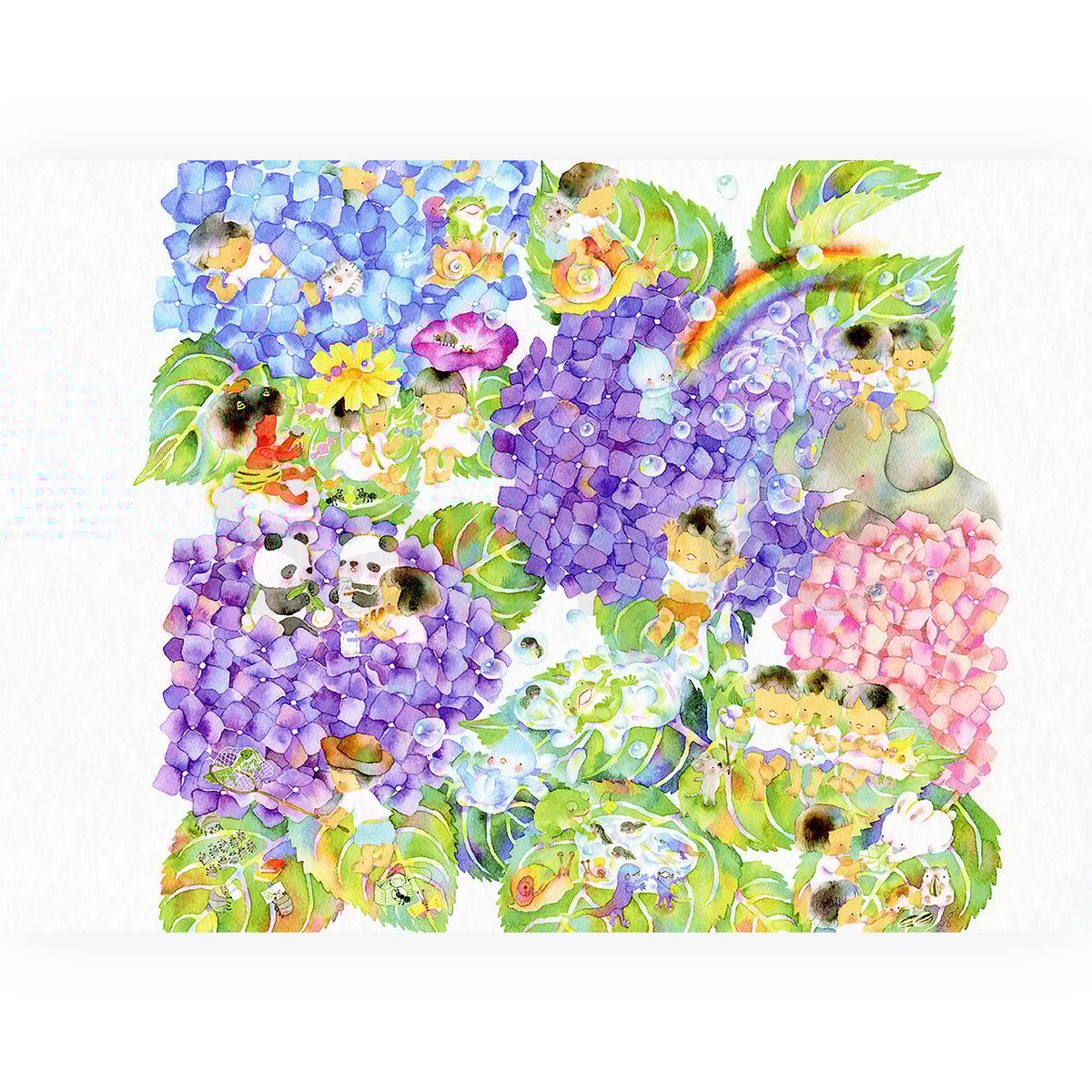 「あじさい」 绘画 原画 『 紫陽花 』 アジサイの絵 水彩画 | Pay ID