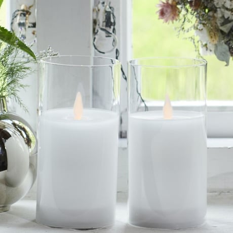 【SIRIUS】　Ivy Glass Candle （L）クリアーガラス　径7.5ｘＨ13㎝　2本セット