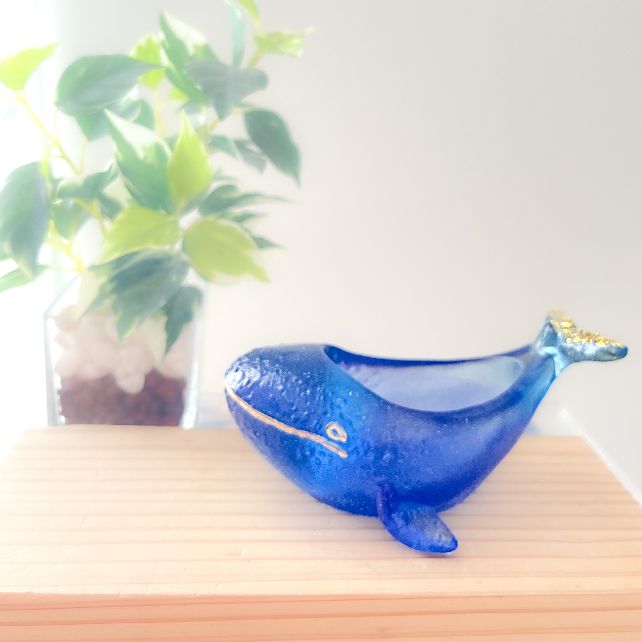 【バカラ】ブルーの親子クジラ の置物 ★美品★ original