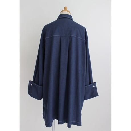 【Bicolor stitch blouse】Navy