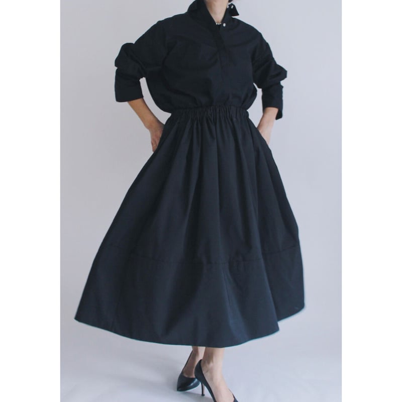 Gather volume skirt】Black | Rinyu