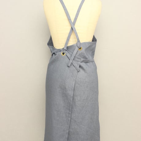 【Eyelet switching apron】Grayish blue