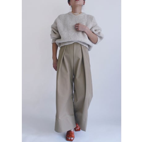 【Tuck wide pants】Beige