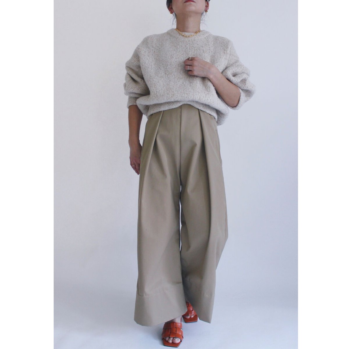 ★OY★BELTED SIDE TWO TUCK WIDE PANTS - BEIGE★正規品/送料込 OY (오와이) Ι OPENYARD