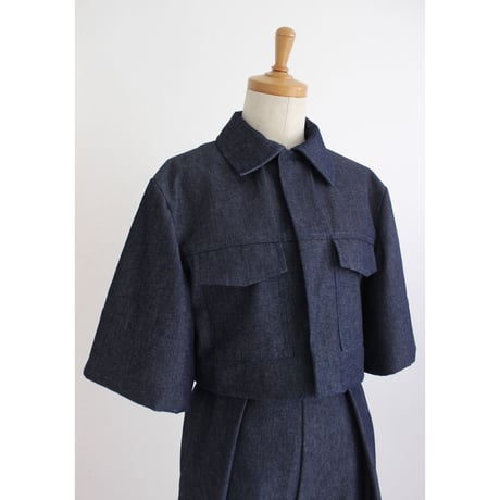 【Denim short shirts  jacket】Indigo