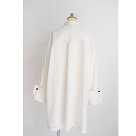【Bicolor stitch blouse】White