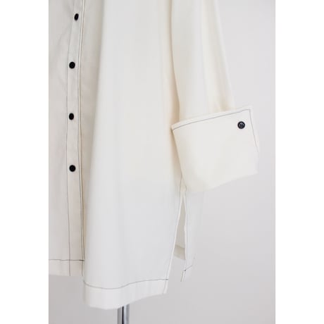 【Bicolor stitch blouse】White