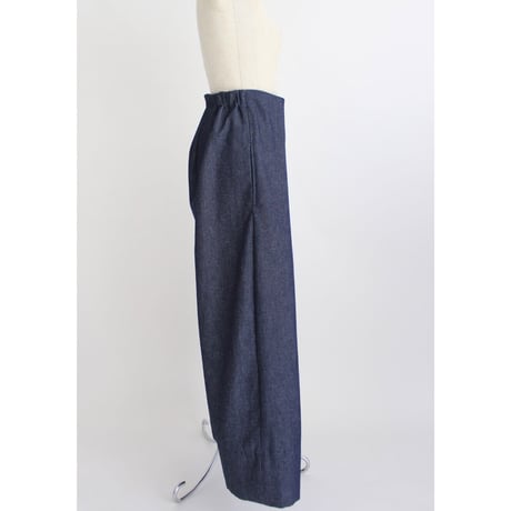 【Denim  tuck wide pants】Indigo