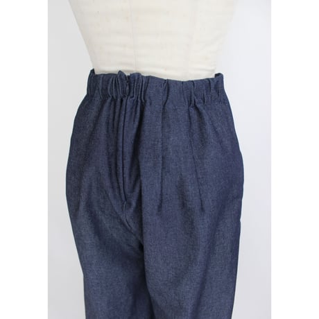 【Denim  tuck wide pants】Indigo