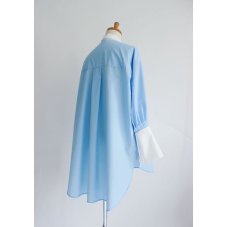 【Over size shirt】Bicolor  White×Light blue